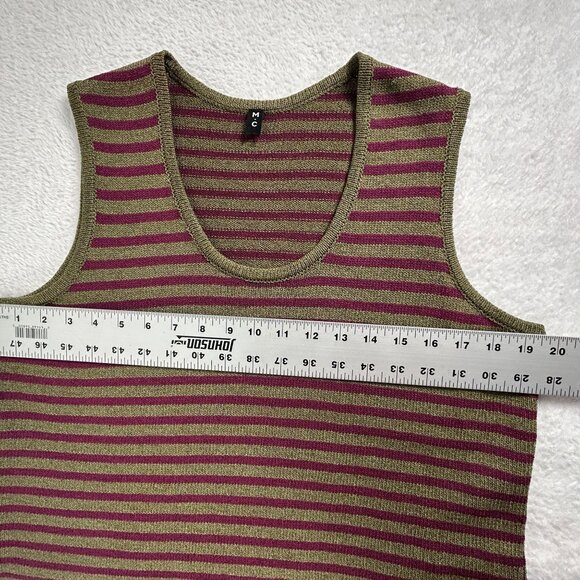 M.C Womens Wool Rayon Blend Scoop Neck Striped Knit Tank Top Green/Purple Casual - Picture 6 of 10